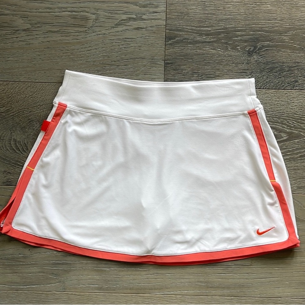 Nike White with Tangerine Stripe Tennis Skirt-Small